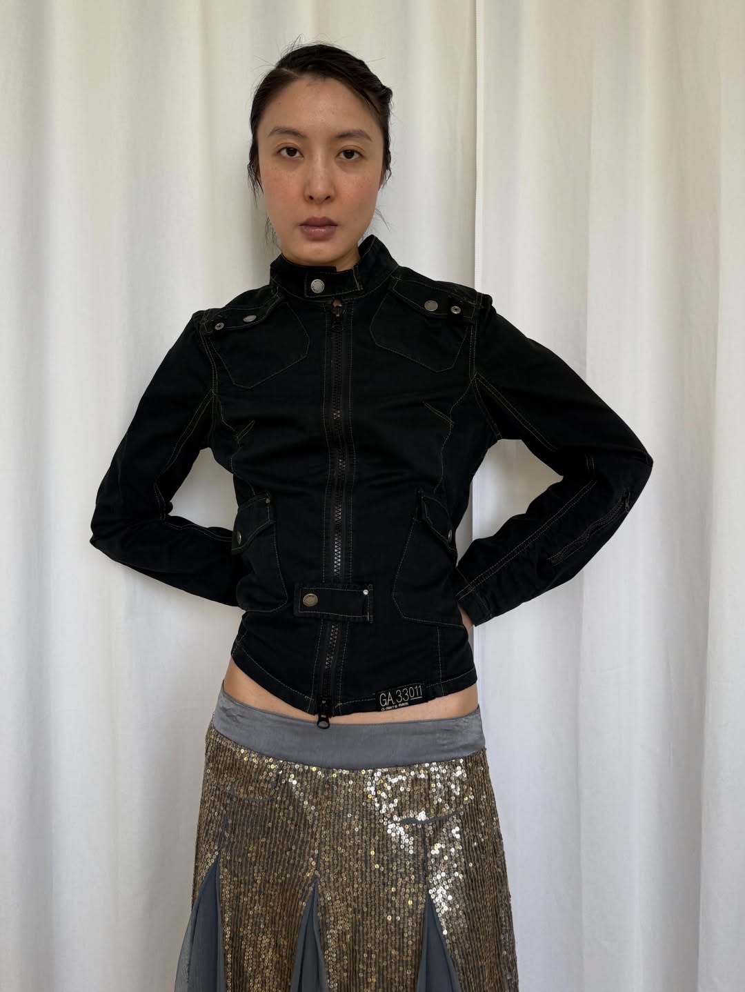 Made In Italy Gold Sequins Flare Skirt