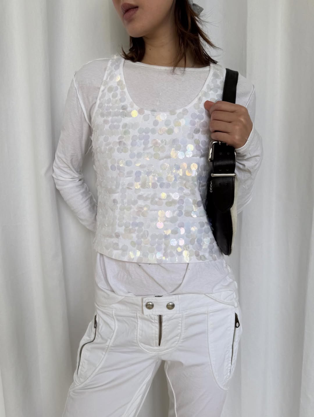 Max&Co White Sequins Tank
