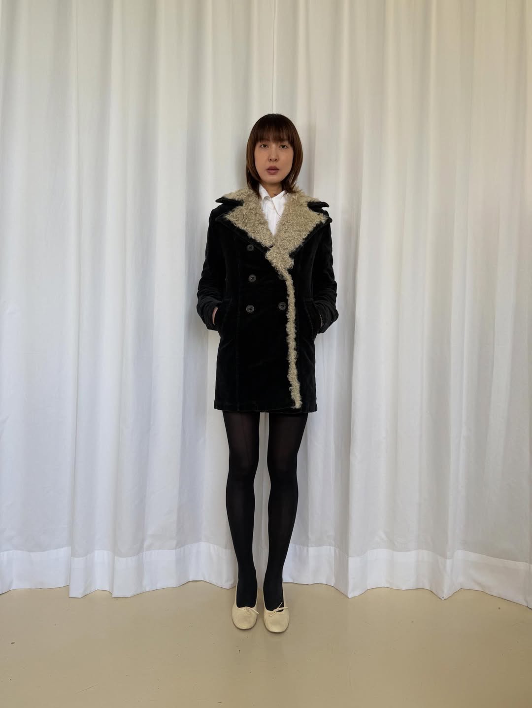 Anna Rita N Double Breasted Suede Long Coat