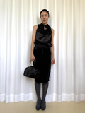 Make In Italy Black Silky Ruffle Vest