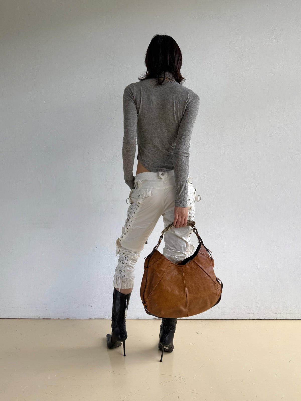 Yves Saint Laurent Mombassa Brown Leather Shoulder Bag