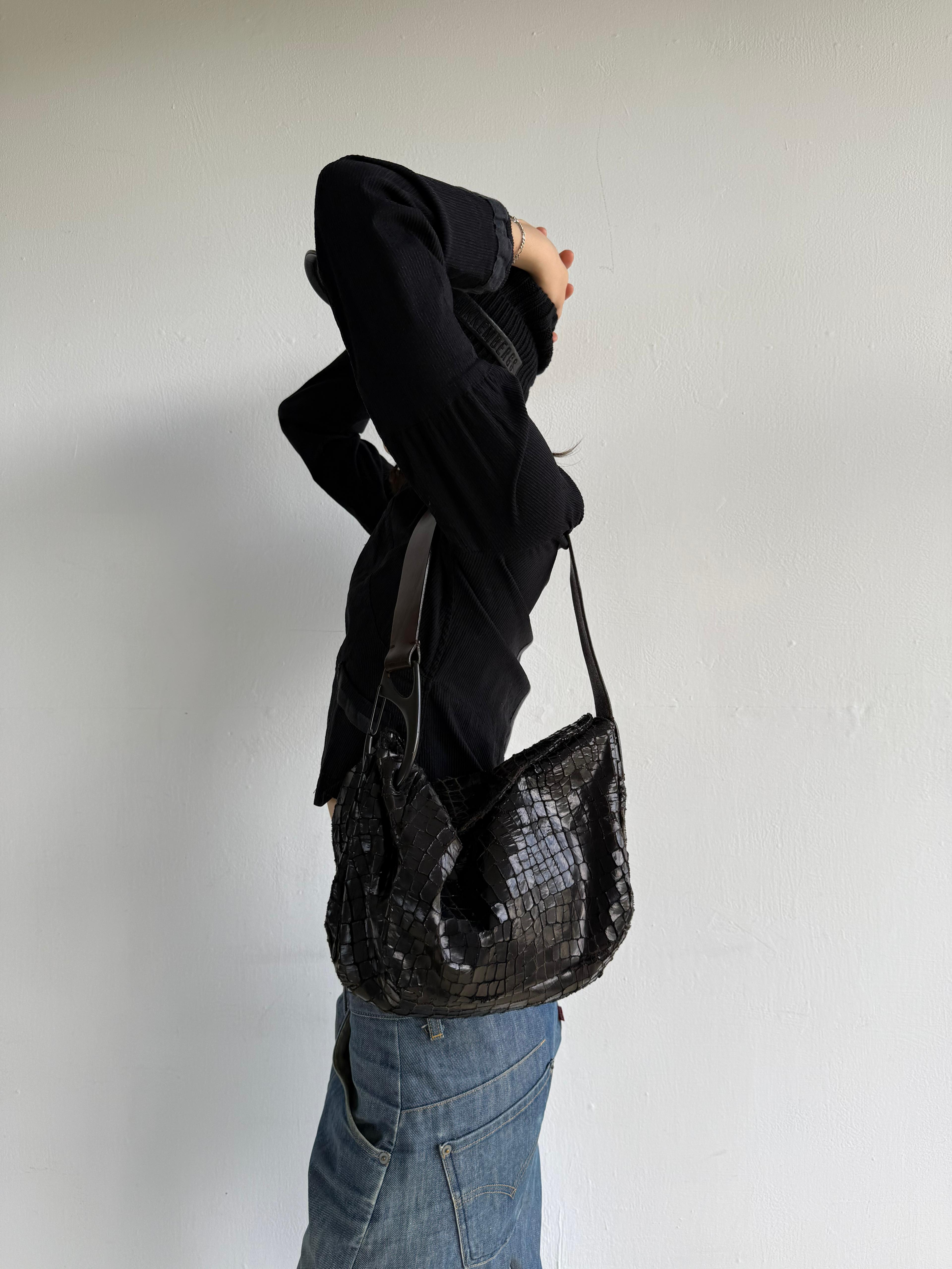 Francesco Biasia Croc Pattern Shoulder Bag