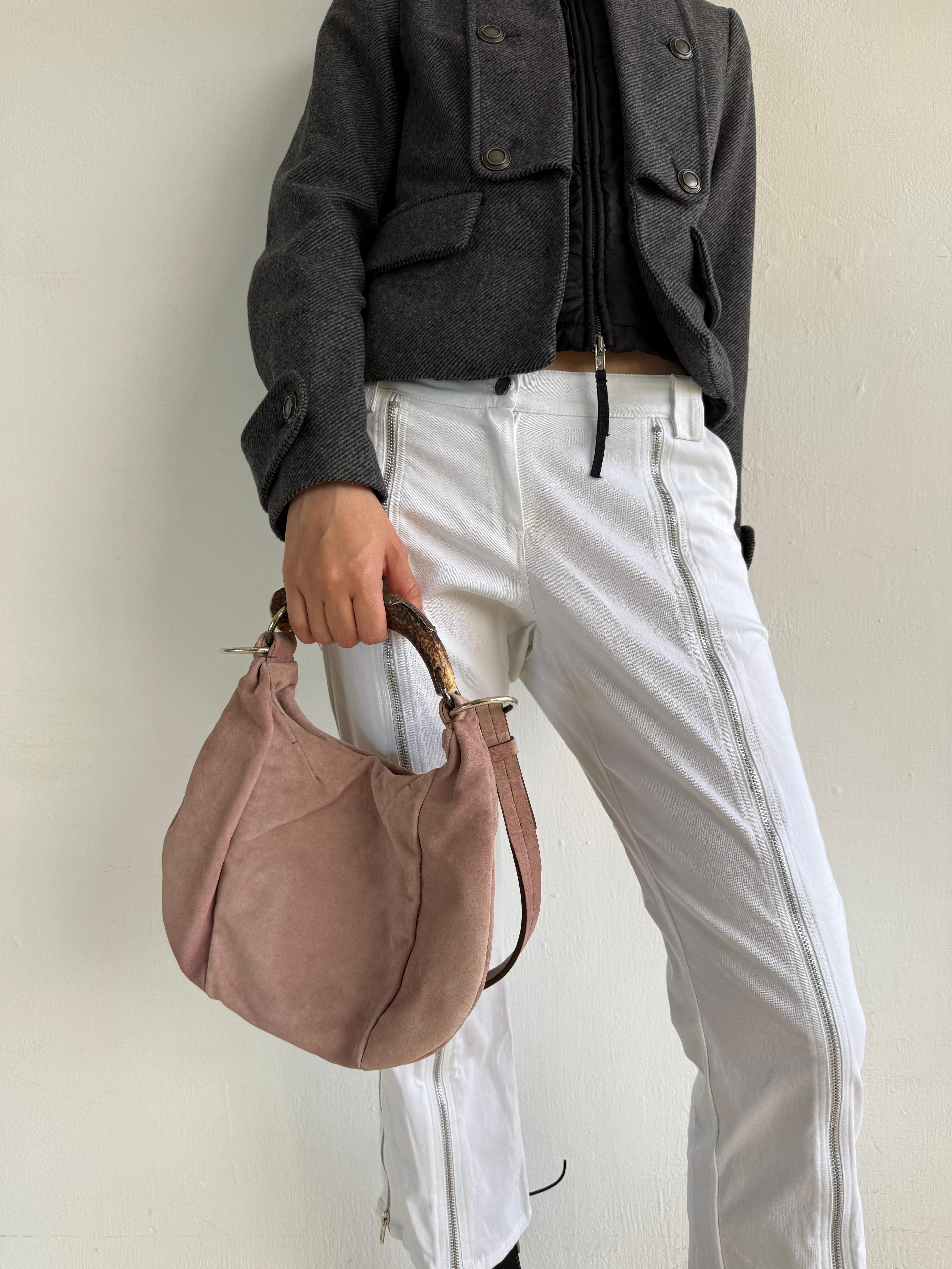 Yves Saint Laurent Mombasa Pale Pink Suede Hand Bag