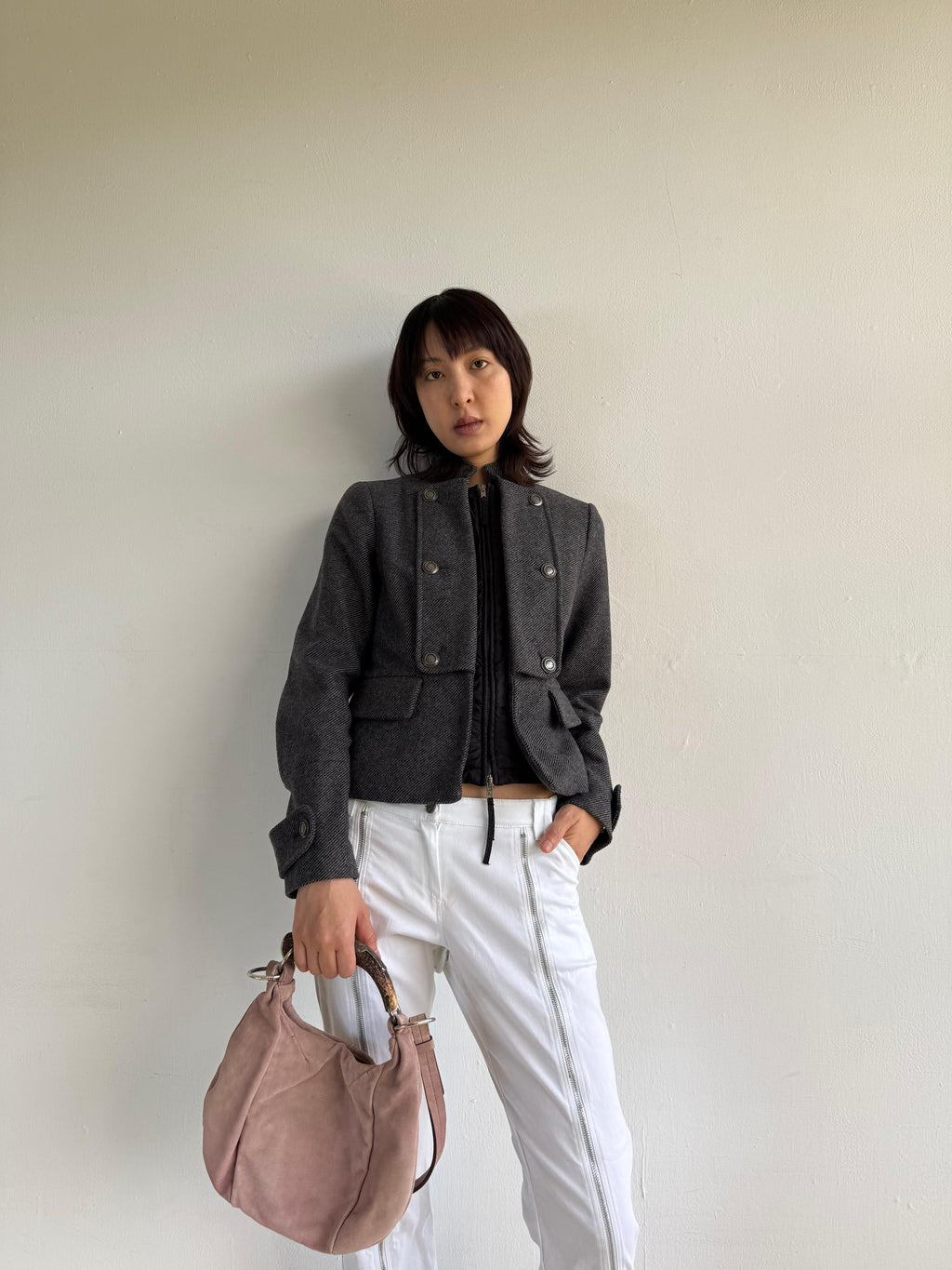 Yves Saint Laurent Mombasa Pale Pink Suede Hand Bag