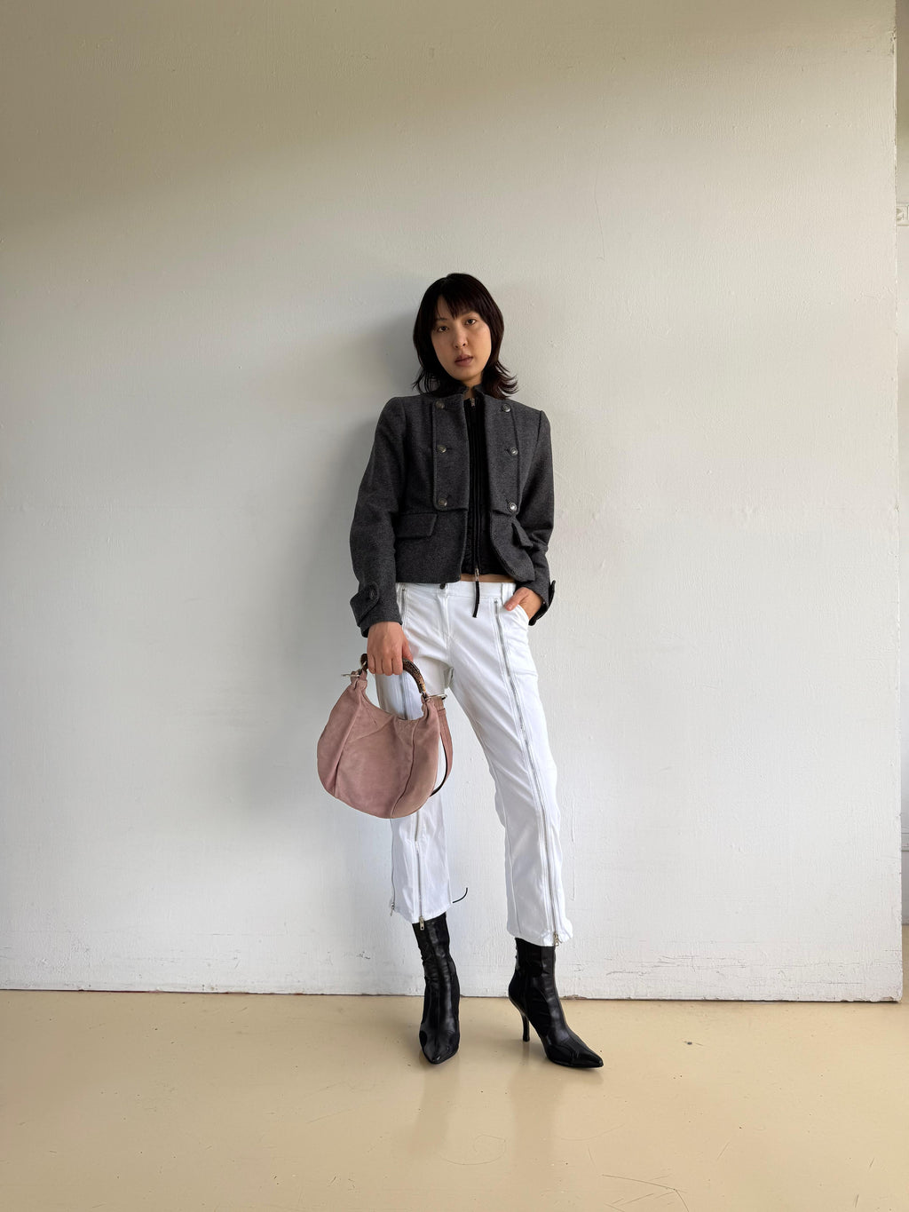 Yves Saint Laurent Mombasa Pale Pink Suede Hand Bag