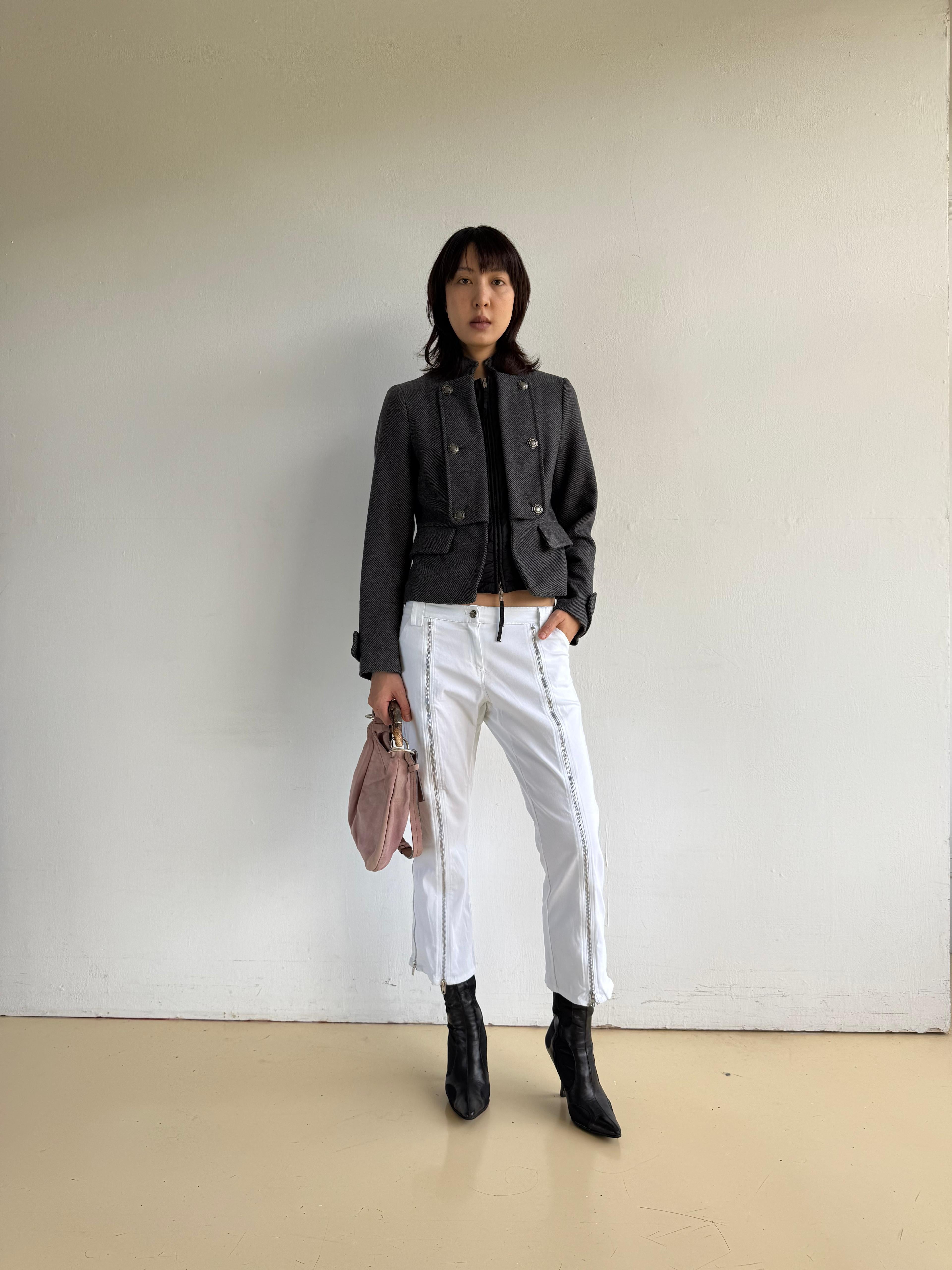 Denny Rose White Zipper Pants