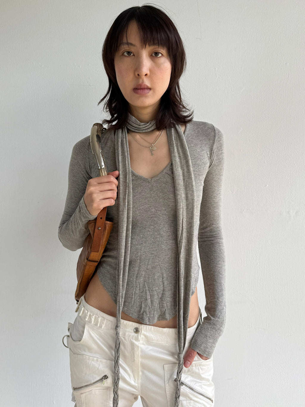 Yves Saint Laurent Mombassa Brown Leather Shoulder Bag