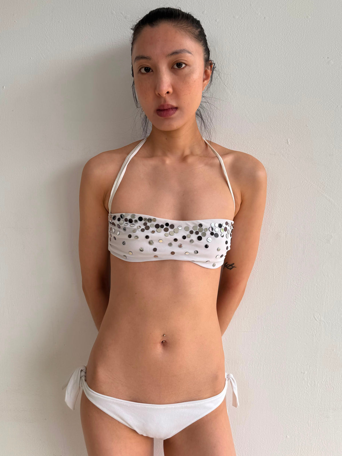 White Studded Bikini Set